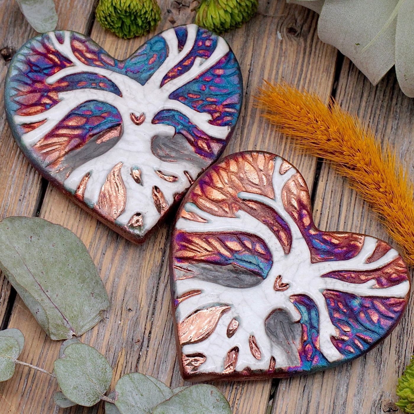 Raku Pottery Blessed Heart - Tree