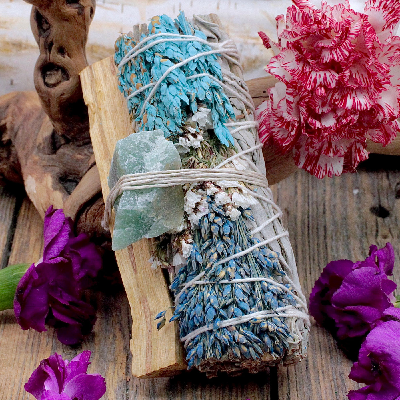 HH4792-Smoke-Cleanse-Bundle-Blue-Flower-with-Green-Aventurine