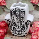 Black and White Hamsa Hand Bud Vase