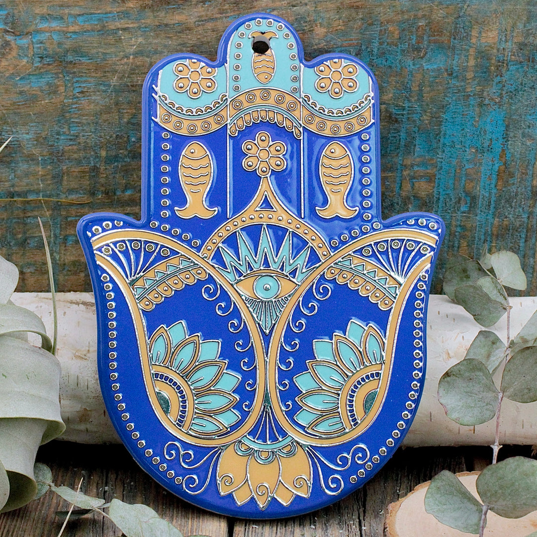 Hamsa Hand Ceramic Hamsa Wall Hanging Hamsa Ceramic Wall Plaque