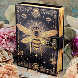 Honey Bee Leather Bound Journal with Metal Clasp