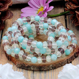 Amazonite, Smoky Quartz and Quartz Faceted Bracelet - 8mm