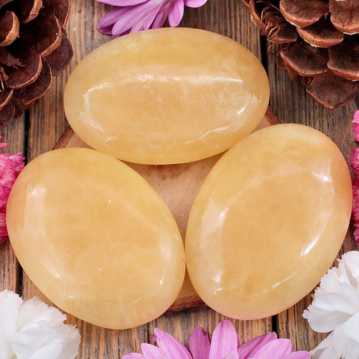 Yellow Calcite Palm Stone