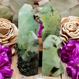 Prehnite Half Polish Obelisk