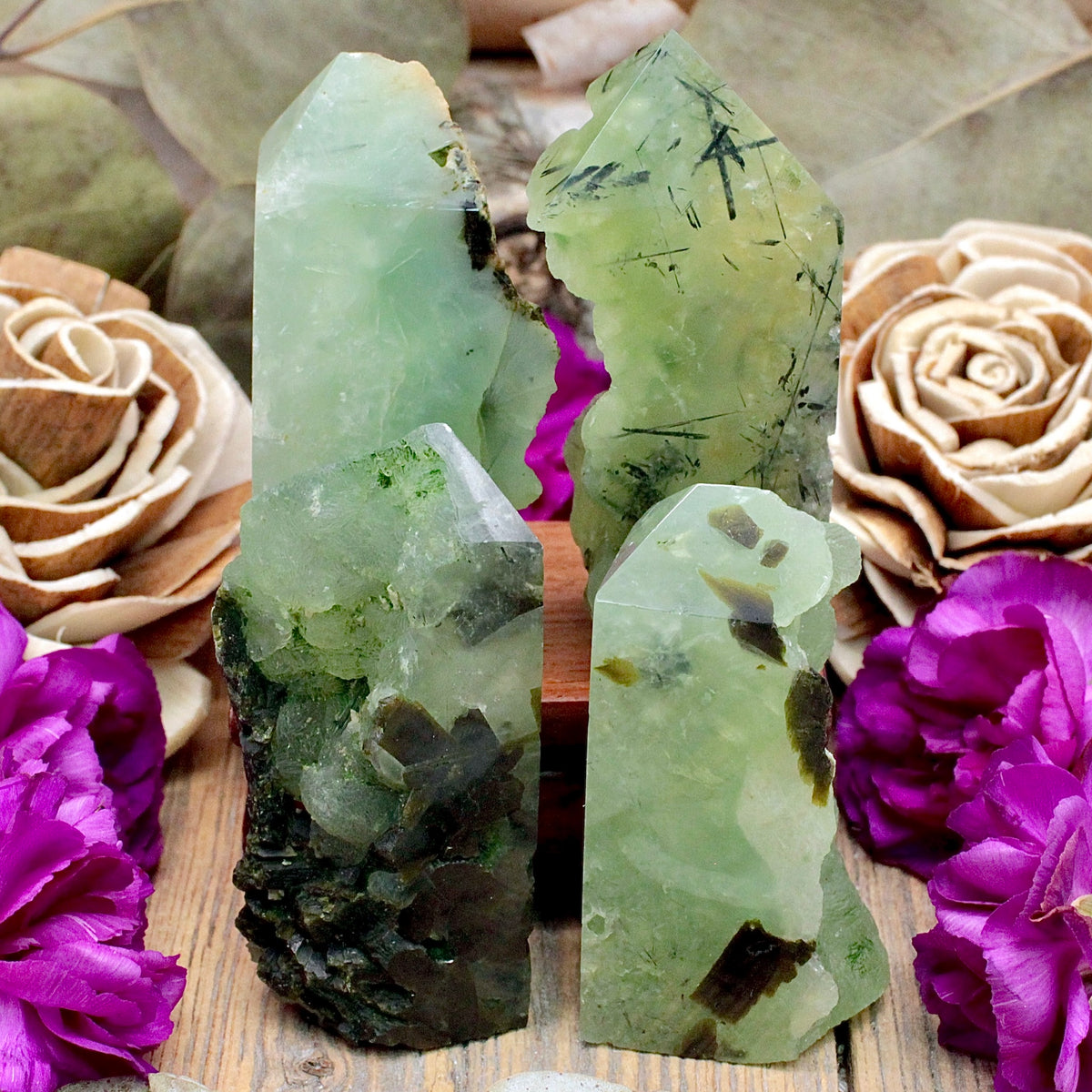 Prehnite Half Polish Obelisk