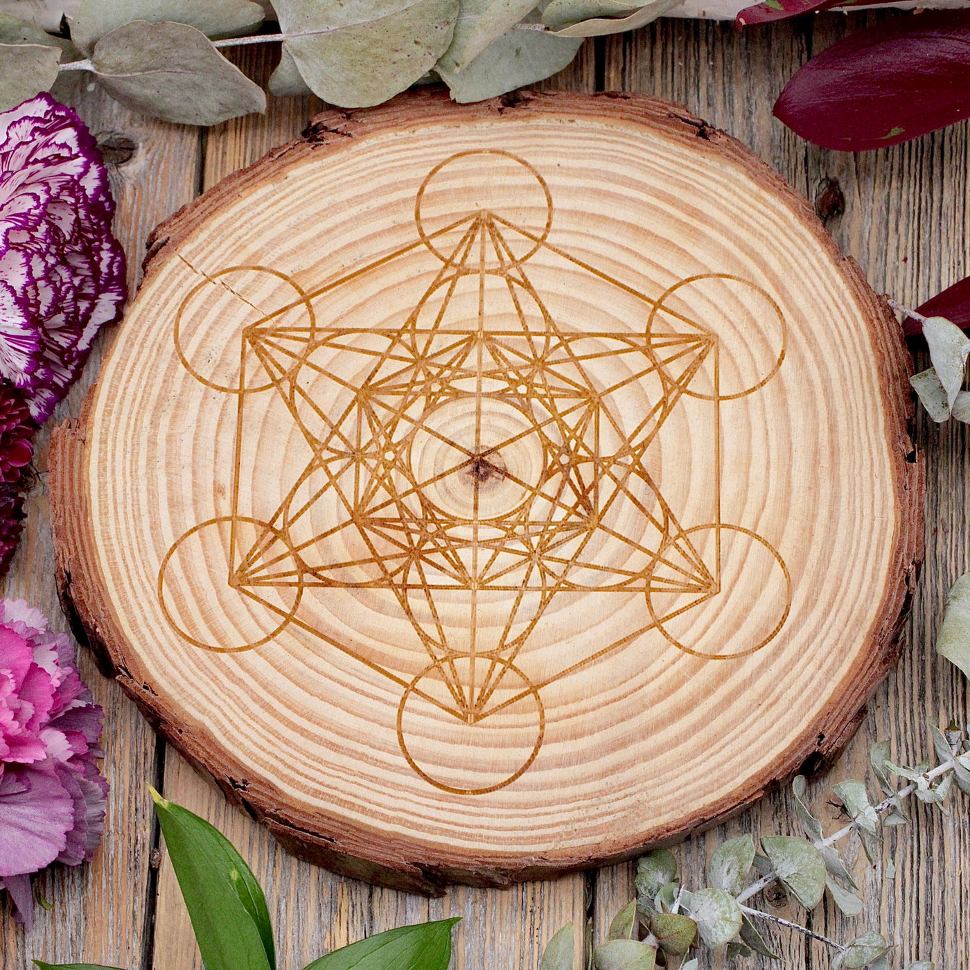 Wood Slice Crystal Grid: Metatron