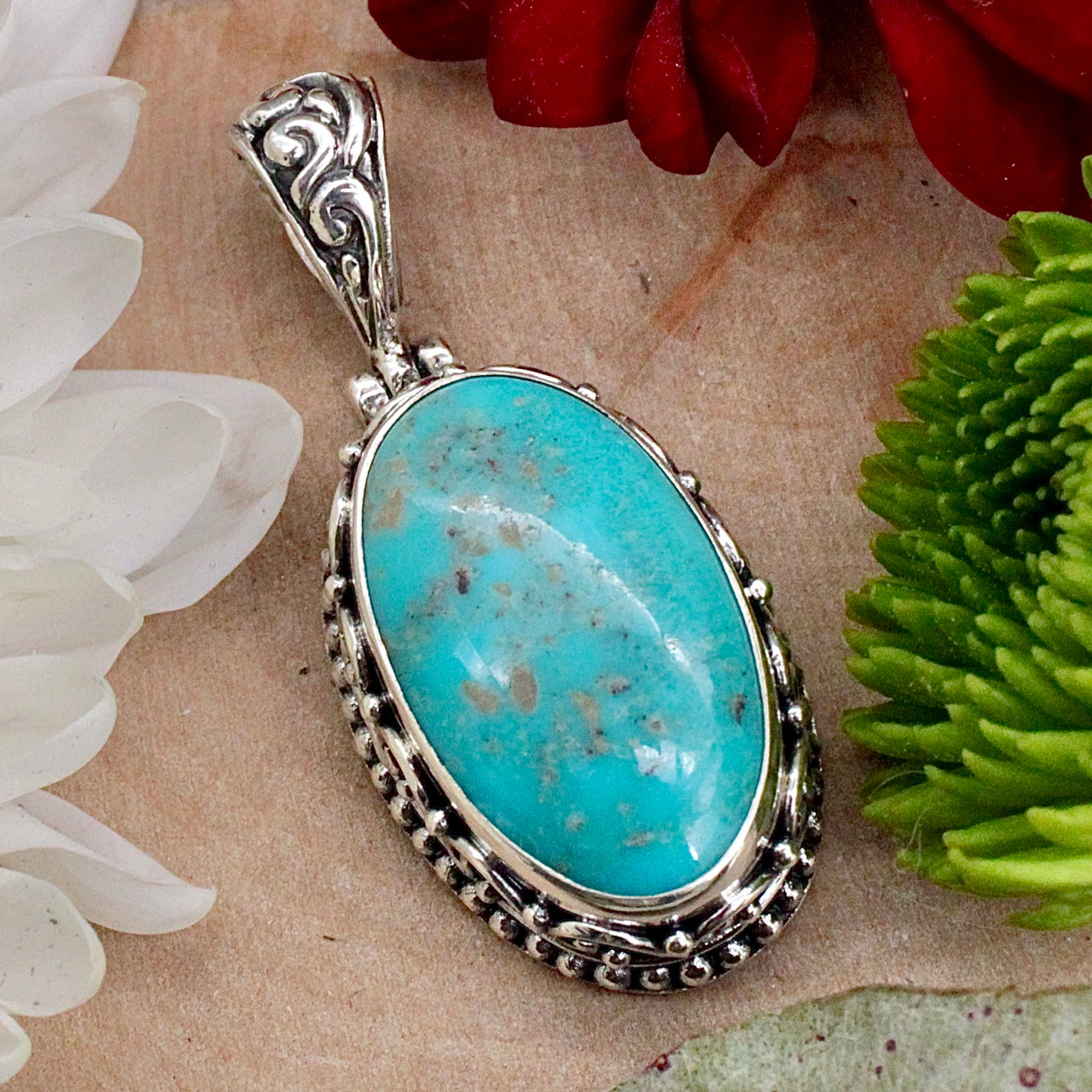 Kingman Turquoise Pendant - Sterling Silver