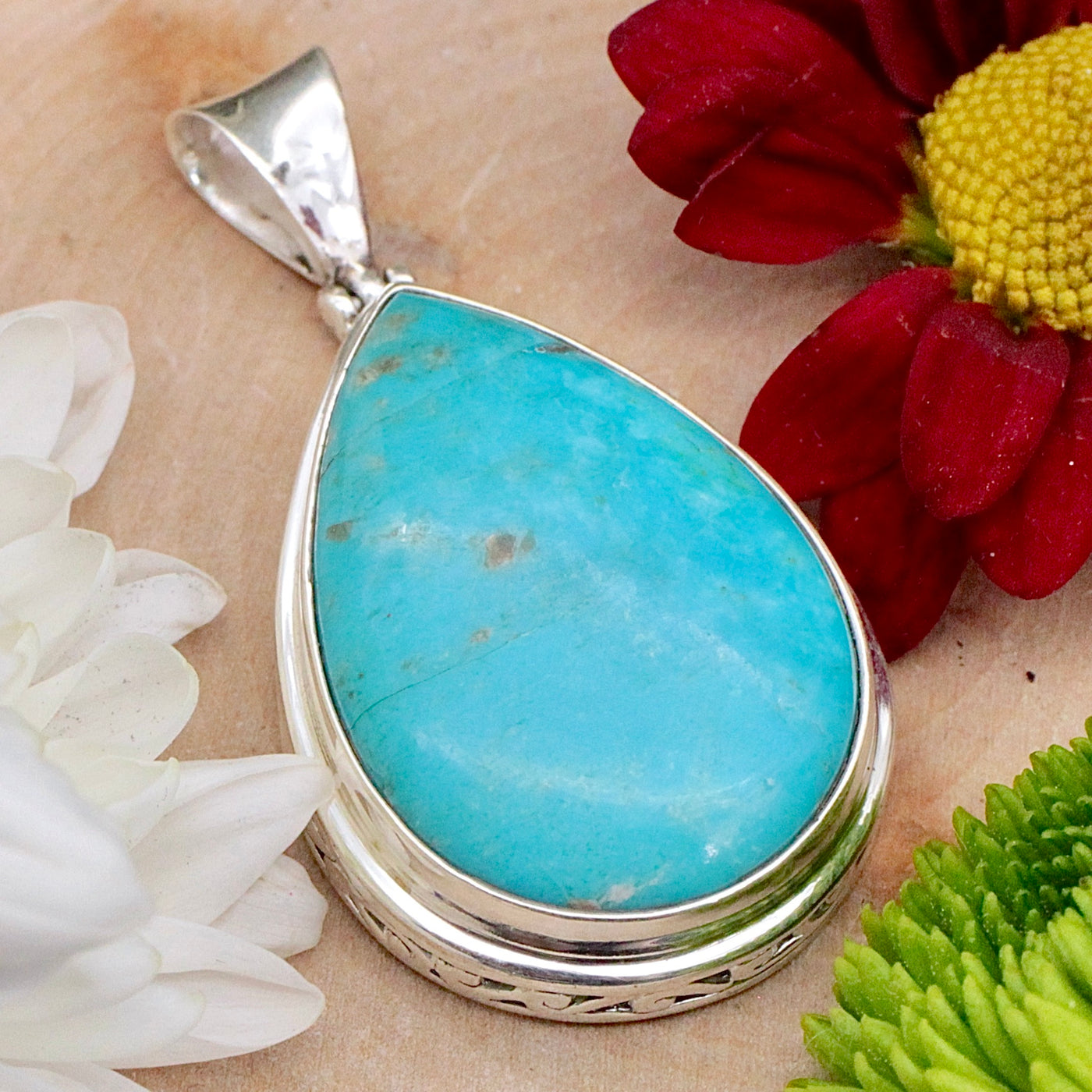 Kingman Turquoise Pendant - Sterling Silver