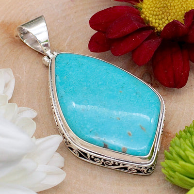 Kingman Turquoise Pendant - Sterling Silver