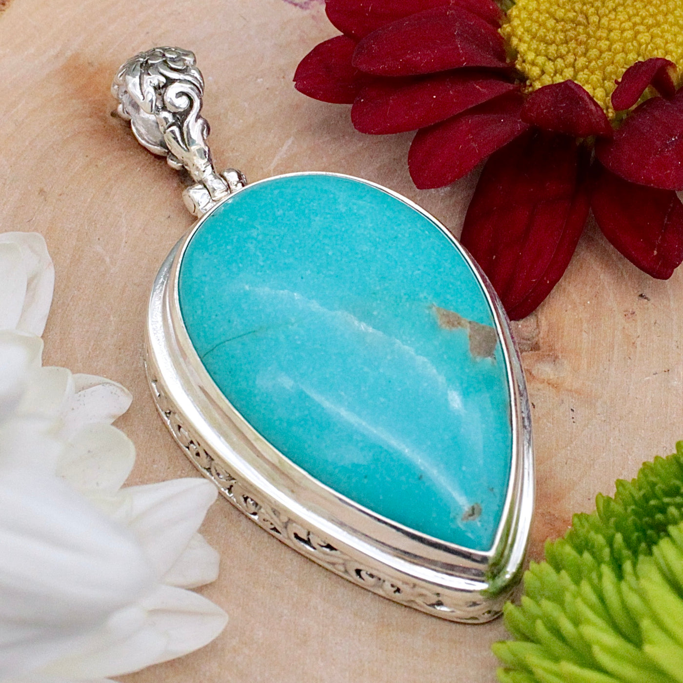 Kingman Turquoise Pendant - Sterling Silver