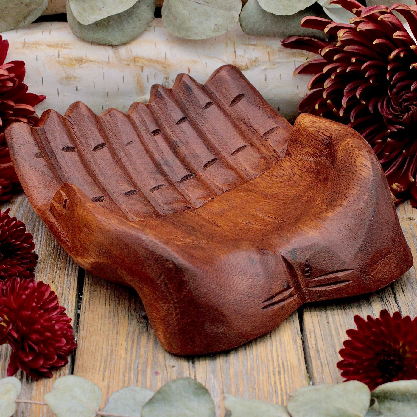 Wood Hands Offering Bowl