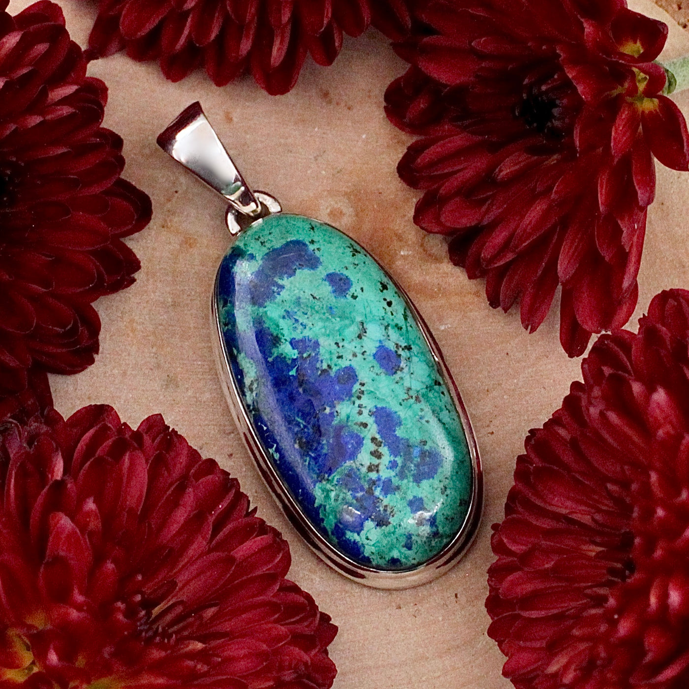 Azurite Malachite Pendant - Sterling Silver