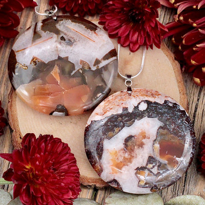 Brown Agate Round Pendant