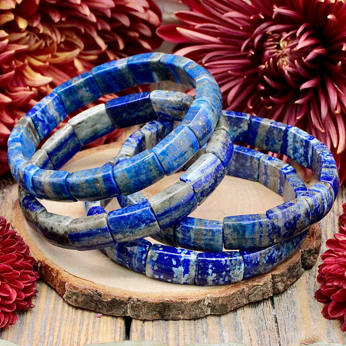 Lapis Lazuli Flat Bead Bracelet
