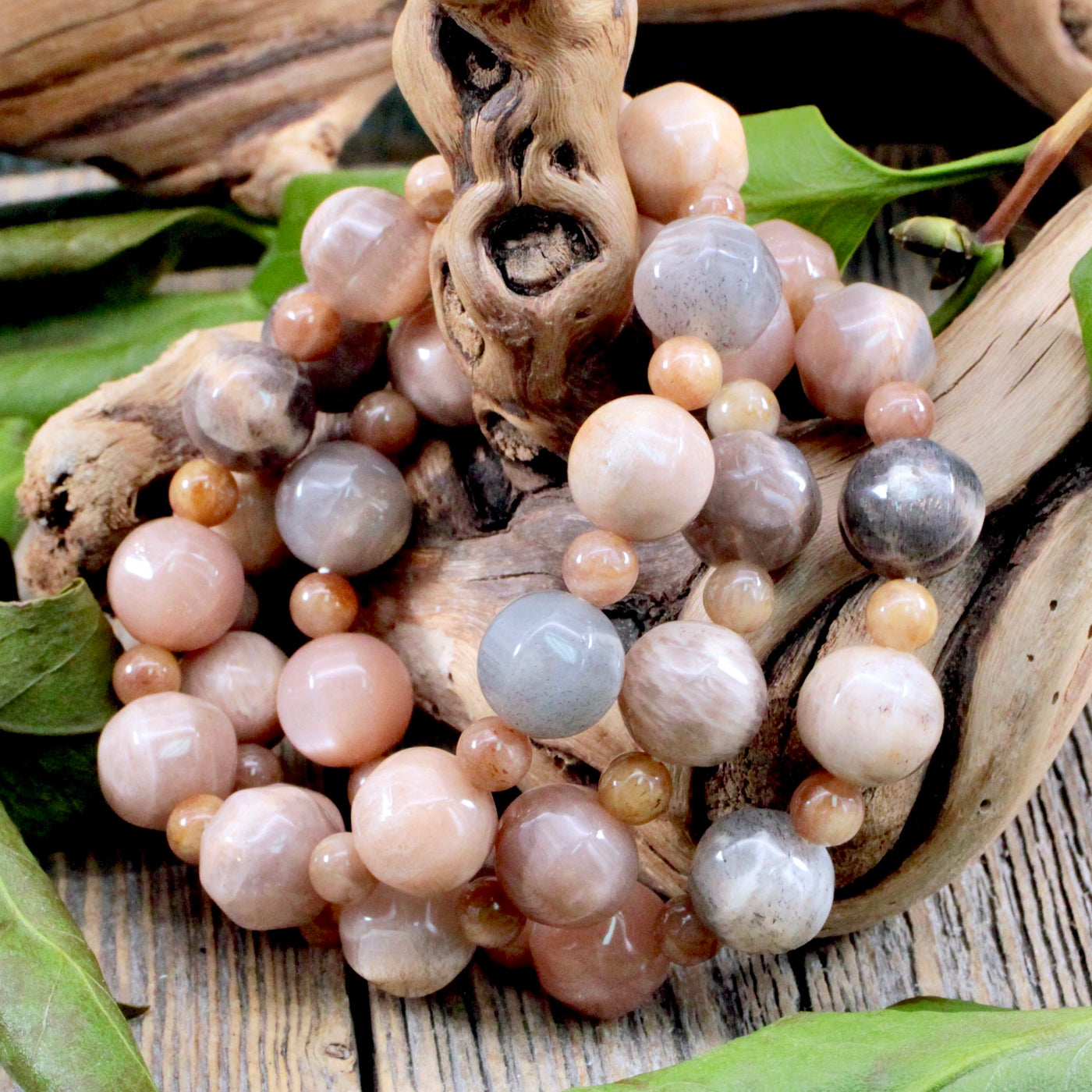 Mixed Moonstone Bracelet - 12mm with 7mm