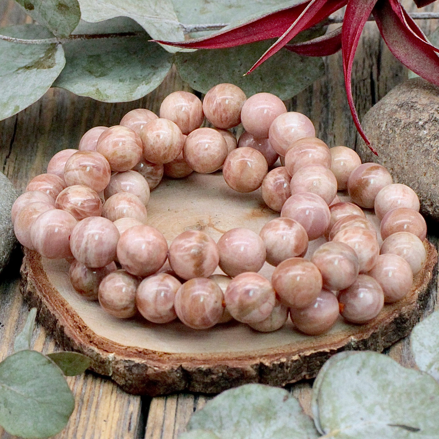 Peach Moonstone Bracelet 10mm