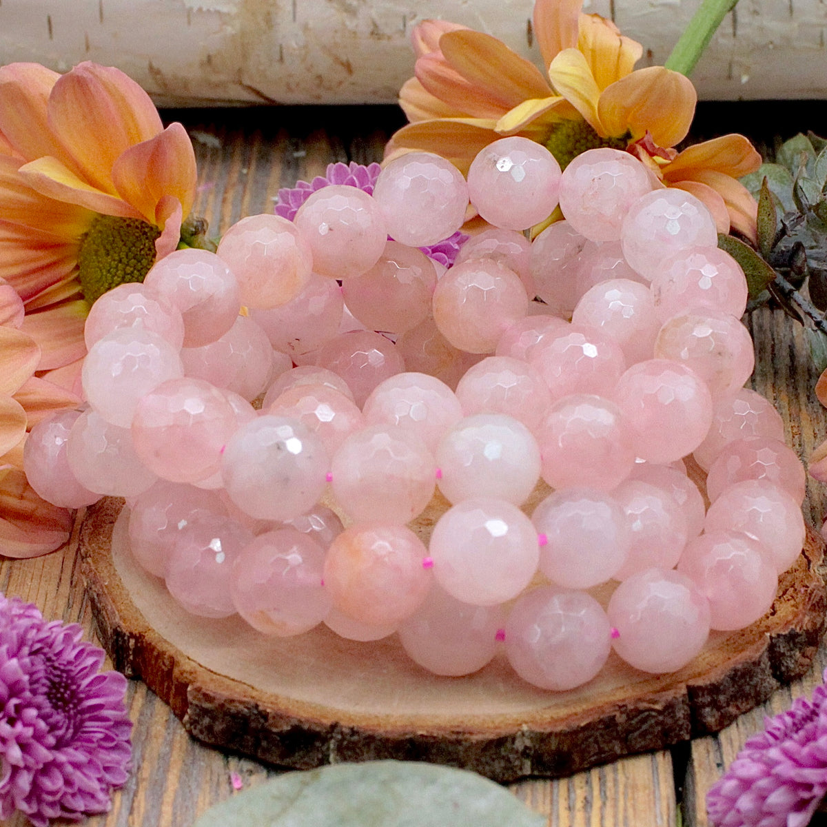 Rose Quartz Faceted Bracelet - 12mm