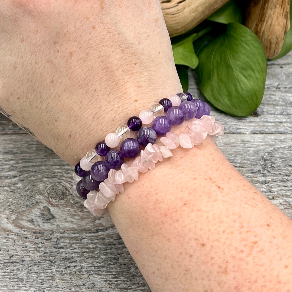 Lavender Love Bracelet Set on Wrist