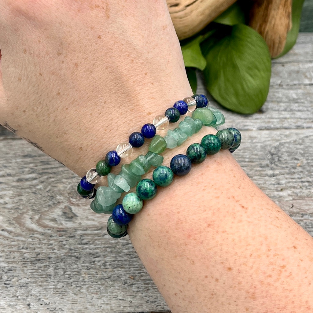 Blue Lagoon Bracelet Set on Wrist