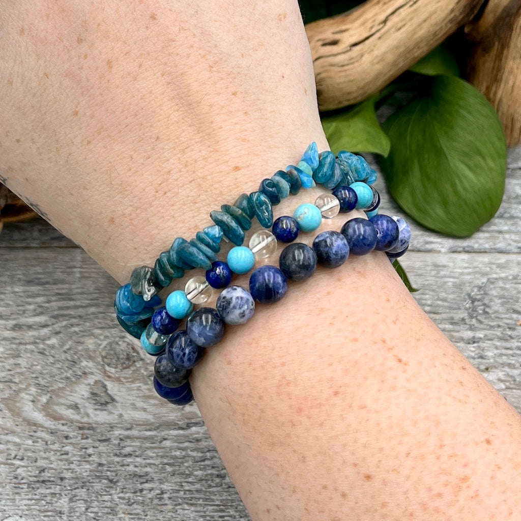 Blue Bird Bracelet Set on Wrist