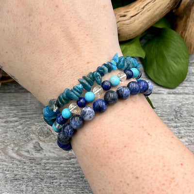 Blue Bird Bracelet Set on Wrist