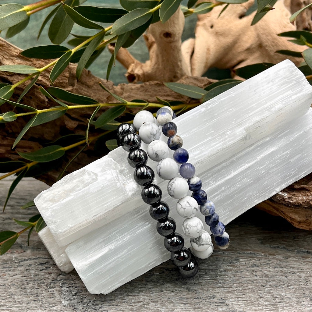 Clarity Bracelet Set Hematite Howlite Sodalite