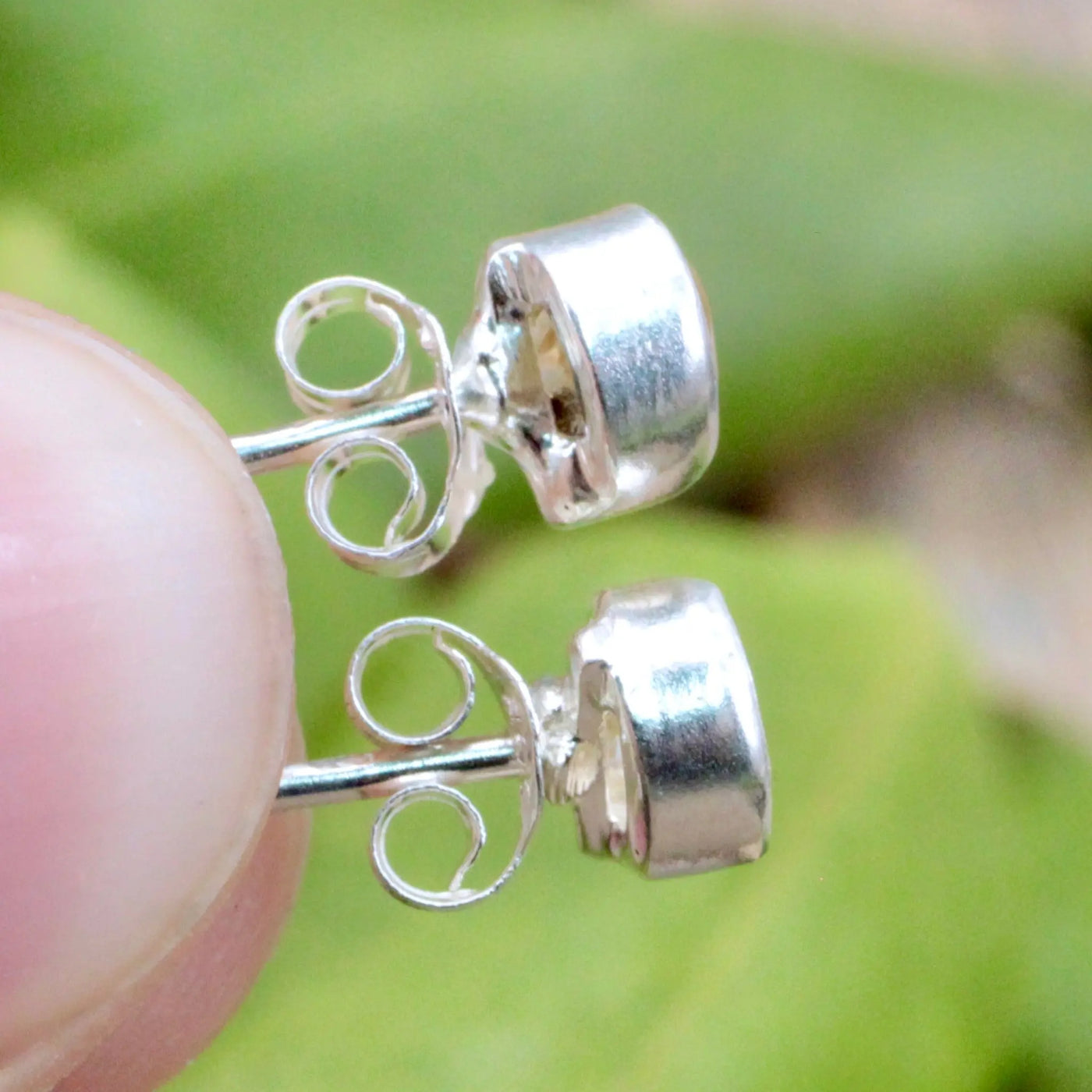 Citrine Round Stud Earrings in Sterling Silver