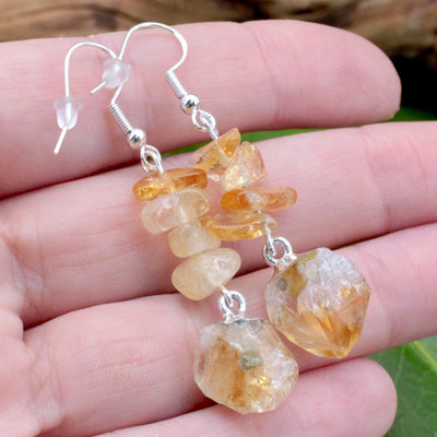 Citrine Chip and Drop Earrings
