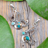 Mosaic Turquoise and Tibetan Turquoise Butterfly Pendant - Sterling Silver