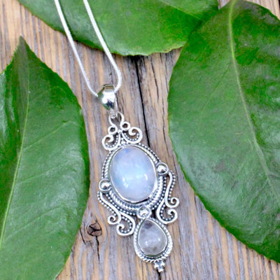 Moonstone Pendant with Silverwork- Sterling Silver