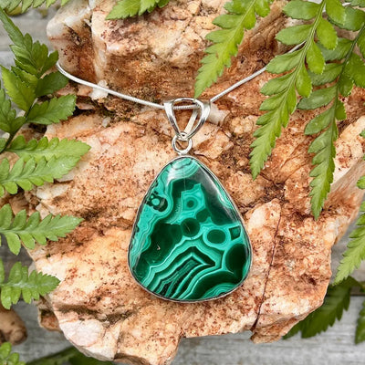 Huge Malachite Pendant - Sterling Silver