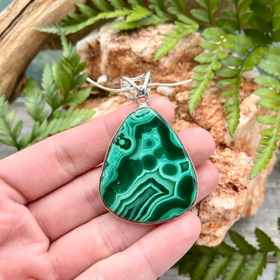 Huge Malachite Pendant - Sterling Silver