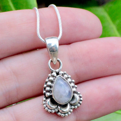 Moonstone Fancy Teardrop Pendant - Sterling Silver