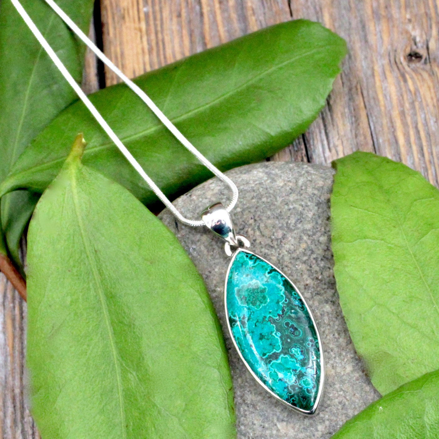 Malachite and Chrysocolla Pendant - Sterling Silver