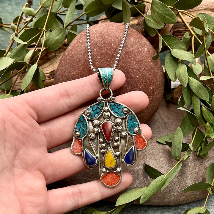 Glass Pendant - Hamsa popular