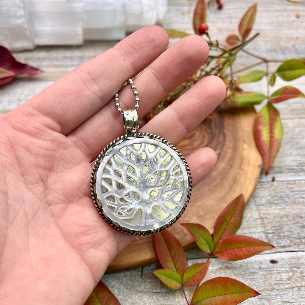 Mother of Pearl Tree of Life Necklace
