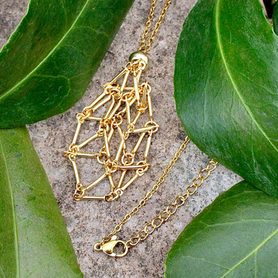 Gold Finish Crystal Holder Necklace - Large