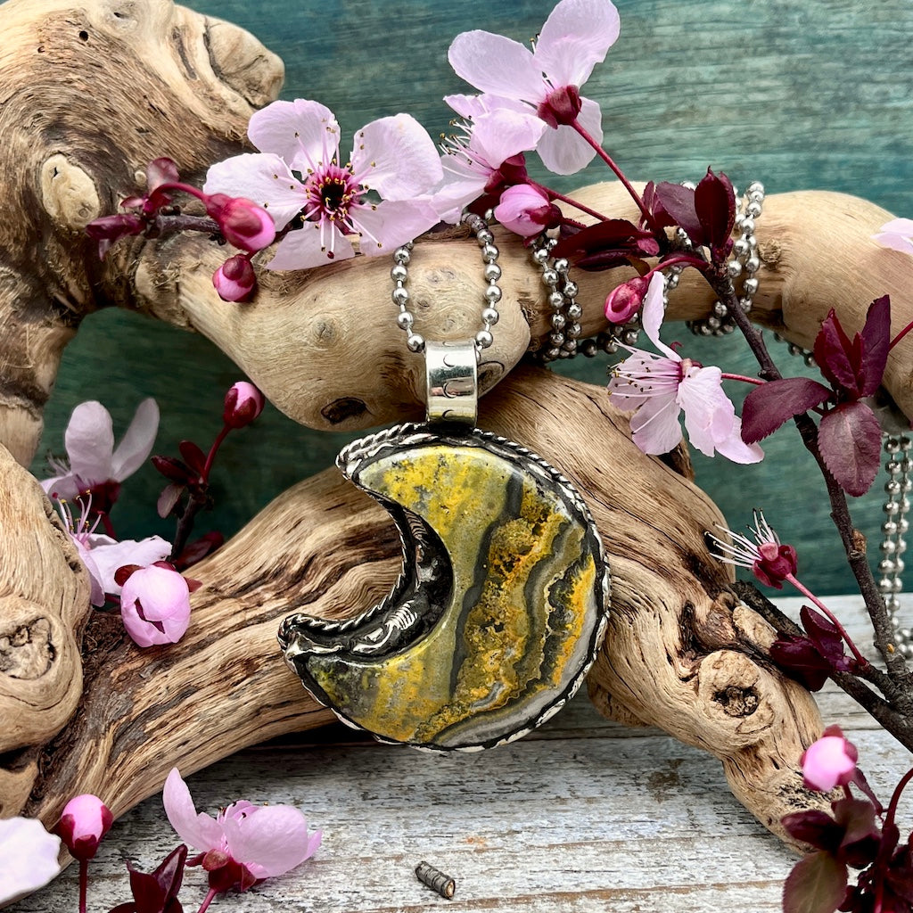 Bumblebee Jasper Moon Pendant – RockMama.com