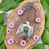 Turquoise Cabochon Eagle Pendant - Tibetan Silver