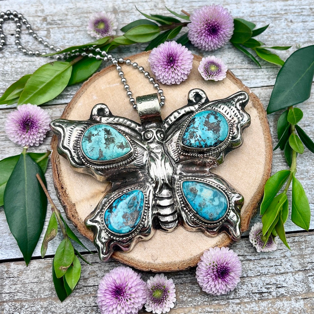 Tibetan Turquoise Butterfly Pendant