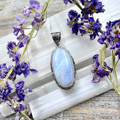 Huge Moonstone Pendant - Sterling Silver