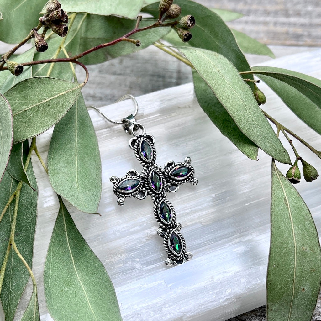 Mystic Topaz Fancy Cross - Sterling Silver