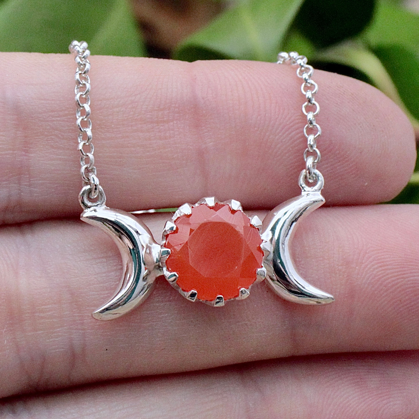 Carnelian Triple Moon Necklace