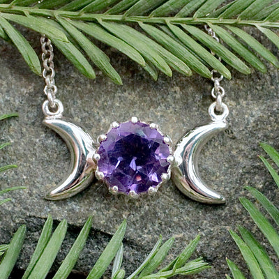 Amethyst Triple Moon Necklace