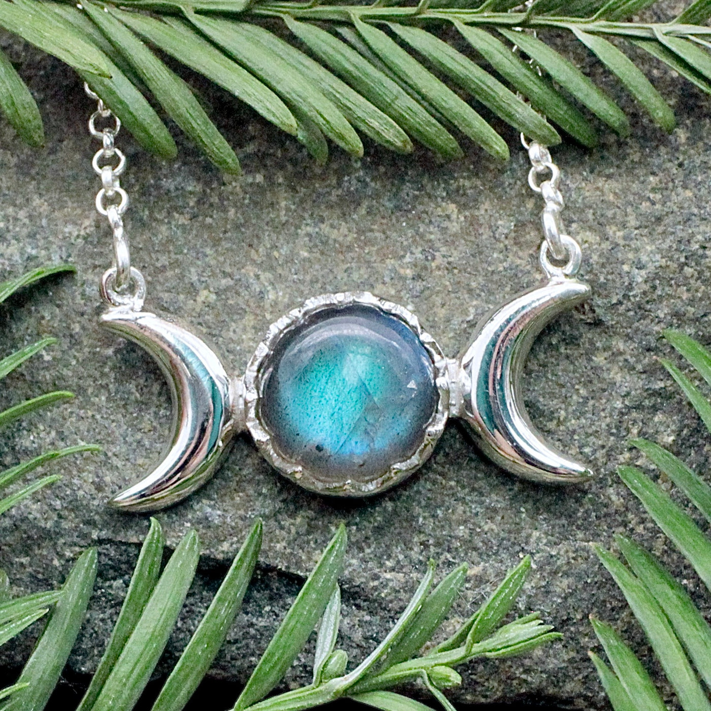 Labradorite Triple Moon Necklace