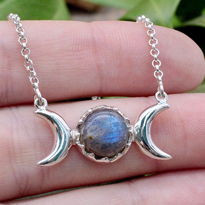 Labradorite Triple Moon Necklace