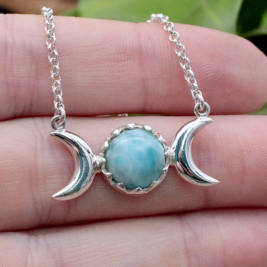 Luna Sylva - アメトリンのマクラメネックレス Larimar Hamsa Pendant Sterling Silver Chain Necklace Rock Mama