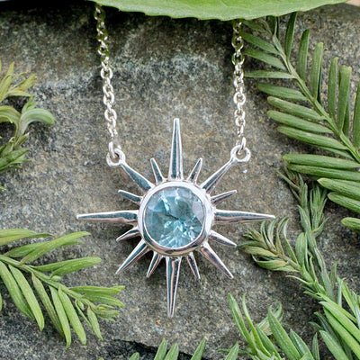 Blue Topaz Sunburst Necklace