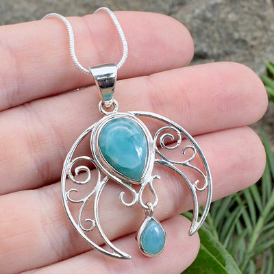 Larimar Moon Pendant