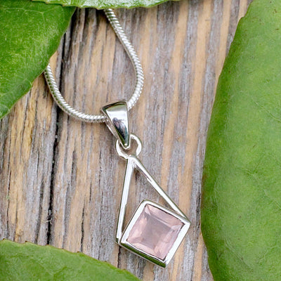 Rose Quartz Diamond-Shaped Pendant